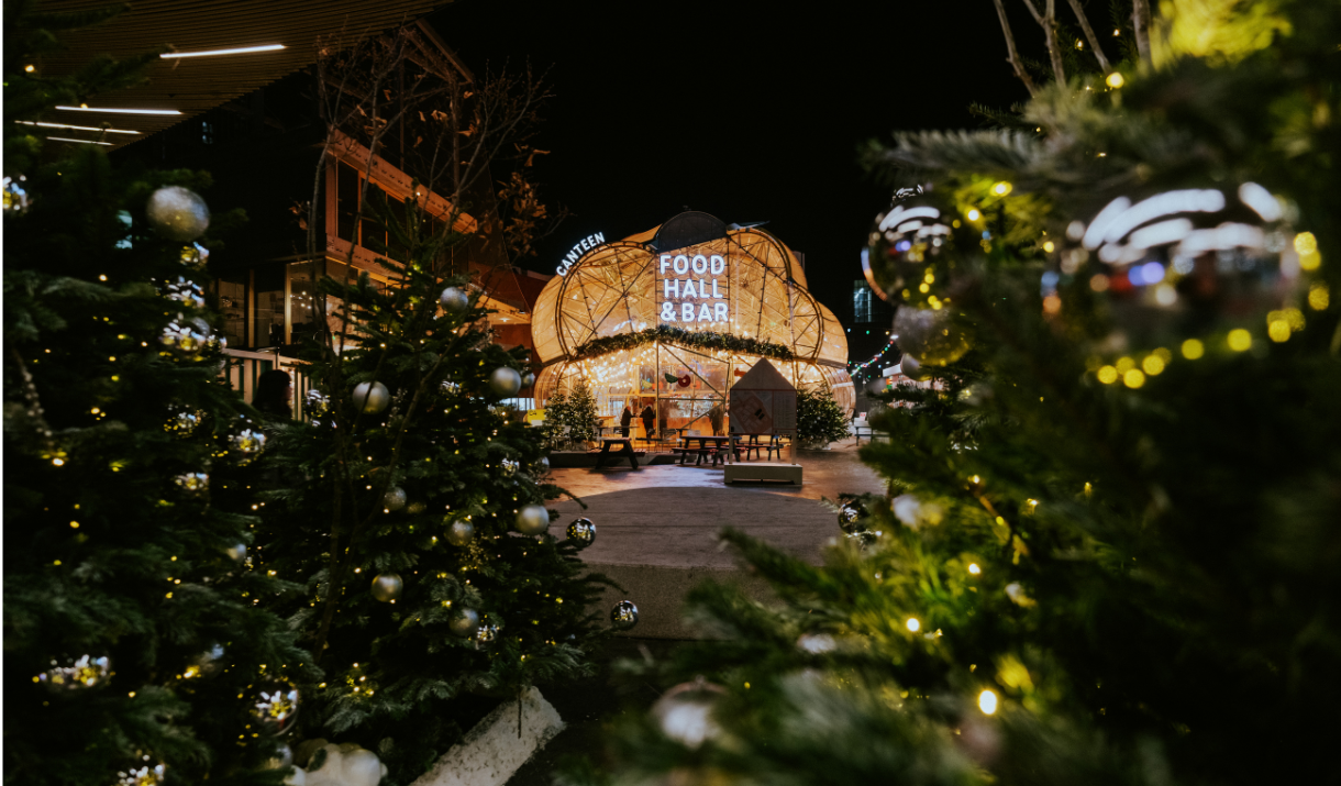 Canteen Food Hall at Christmas, Greenwich Peninsula